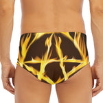 Flaming Pentagram Symbol Print Men's Triangle Swim Briefs