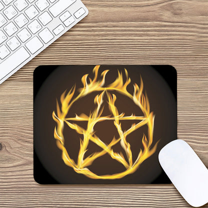 Flaming Pentagram Symbol Print Mouse Pad
