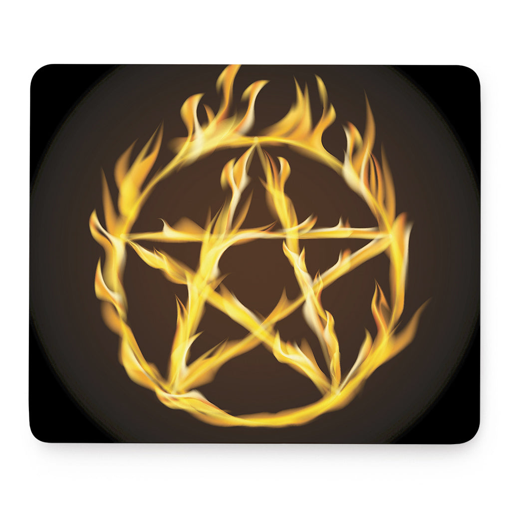 Flaming Pentagram Symbol Print Mouse Pad
