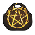 Flaming Pentagram Symbol Print Neoprene Lunch Bag