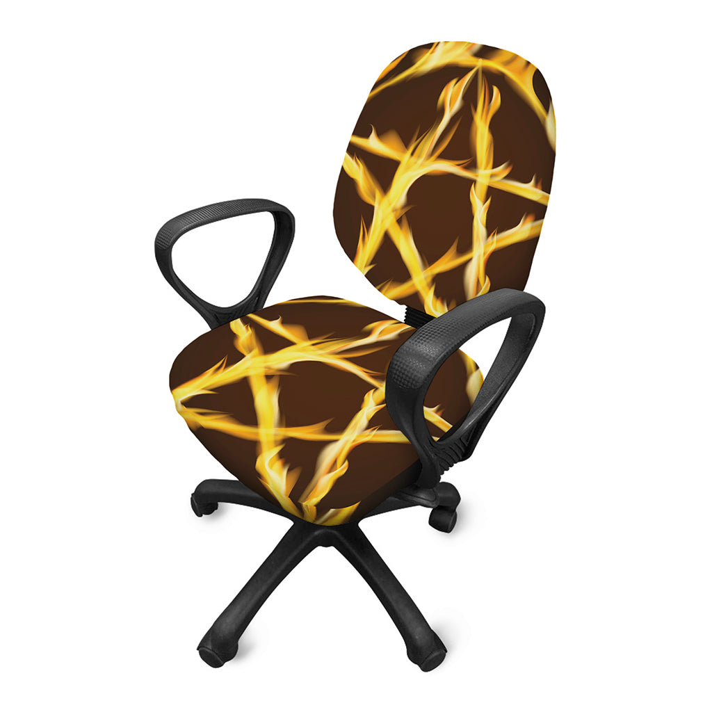 Flaming Pentagram Symbol Print Office Chair Cover