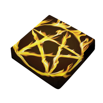 Flaming Pentagram Symbol Print Outdoor Seat Cushion Cover