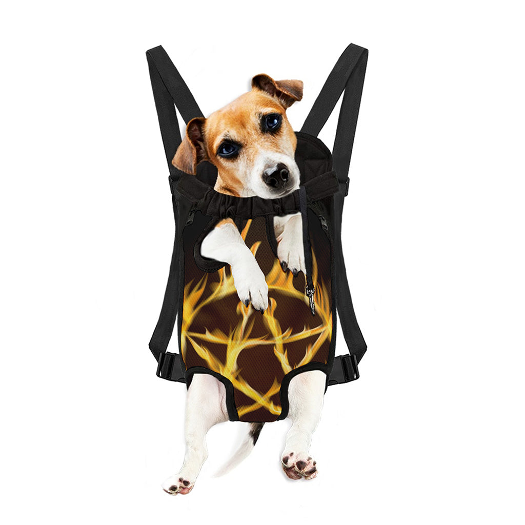 Flaming Pentagram Symbol Print Pet Carrier Backpack