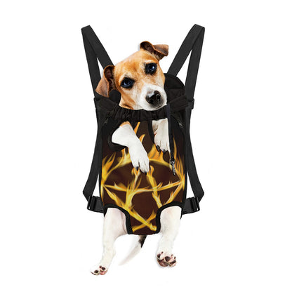 Flaming Pentagram Symbol Print Pet Carrier Backpack