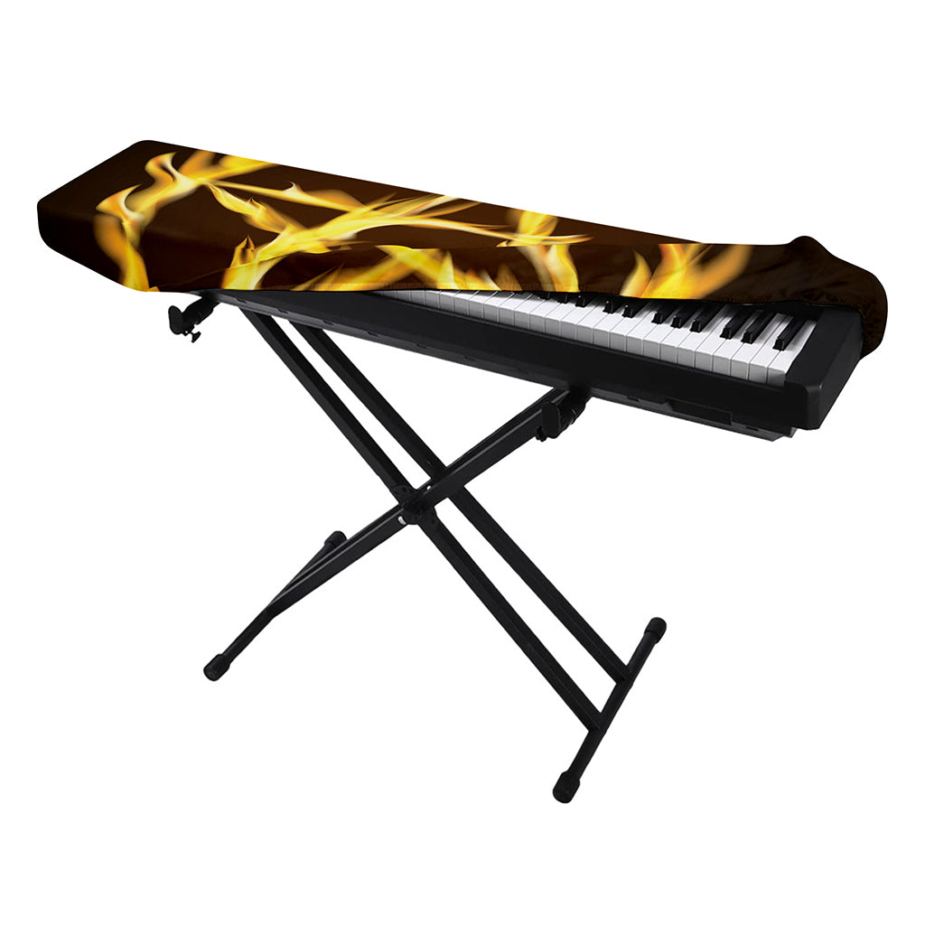 Flaming Pentagram Symbol Print Piano Keyboard Cover