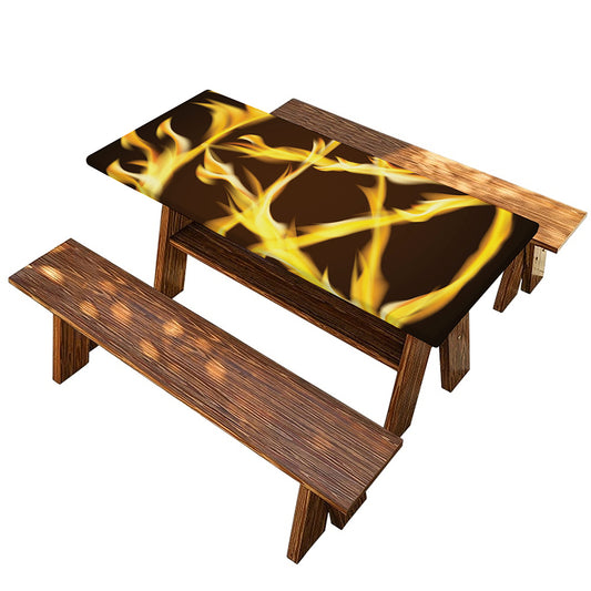 Flaming Pentagram Symbol Print Picnic Table Cover