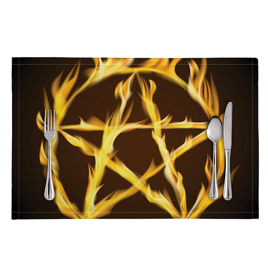 Flaming Pentagram Symbol Print Placemat