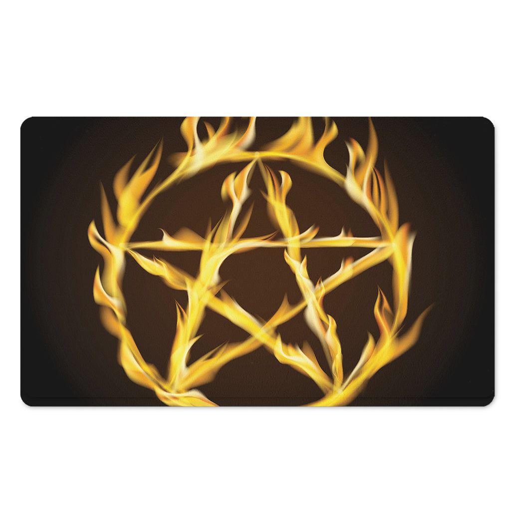 Flaming Pentagram Symbol Print Polyester Doormat