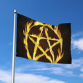 Flaming Pentagram Symbol Print Polyester Flag