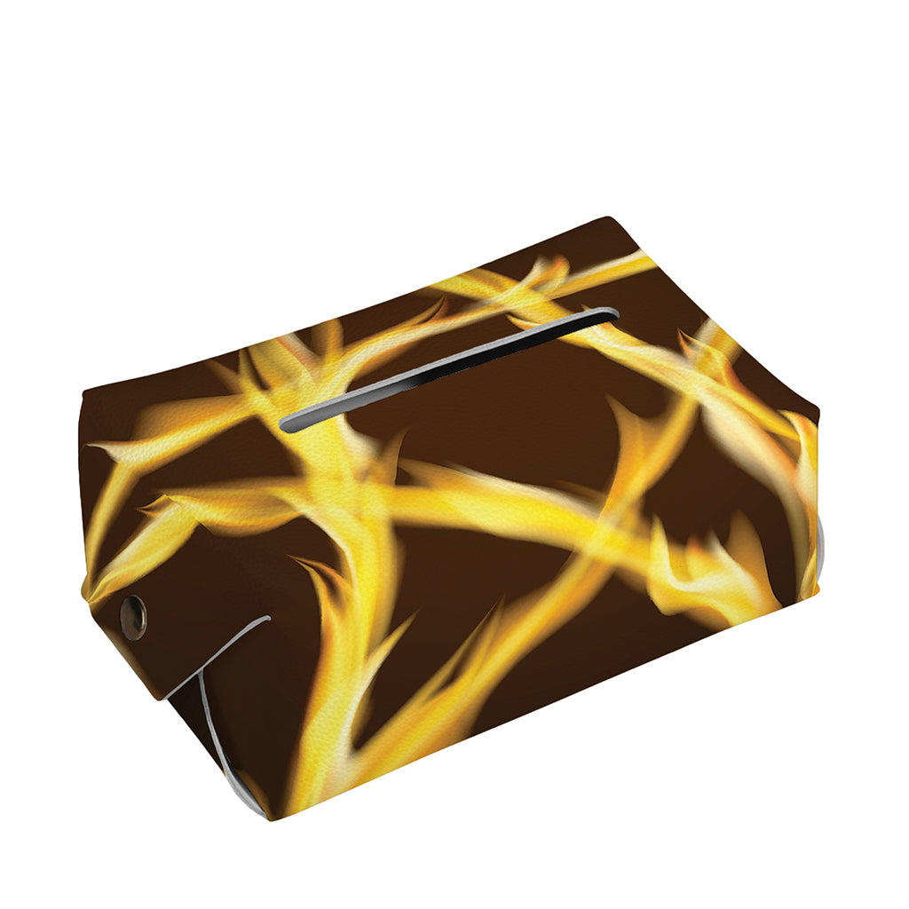 Flaming Pentagram Symbol Print Rectangle Tissue Box Cover