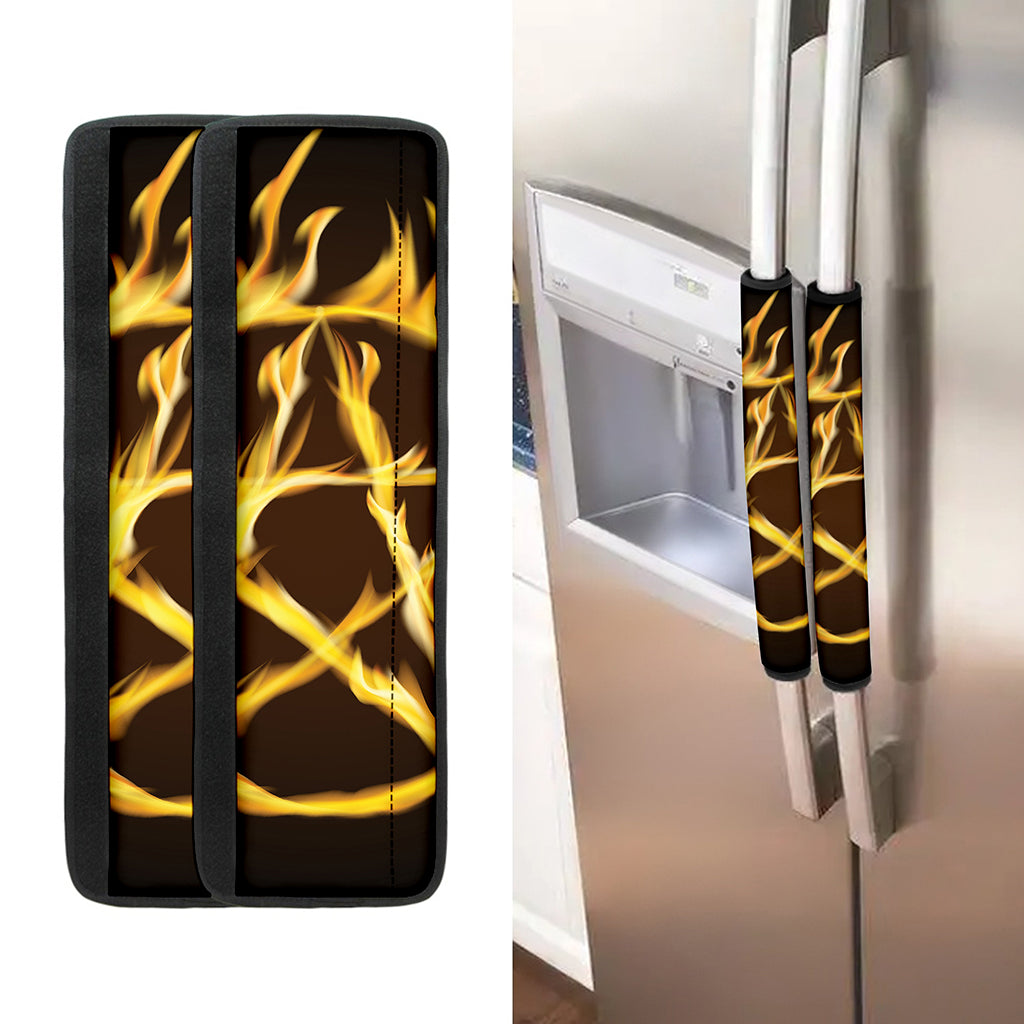 Flaming Pentagram Symbol Print Refrigerator Handle Covers