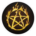 Flaming Pentagram Symbol Print Round Blanket