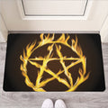 Flaming Pentagram Symbol Print Rubber Doormat