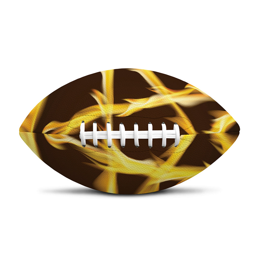 Flaming Pentagram Symbol Print Rugby Ball