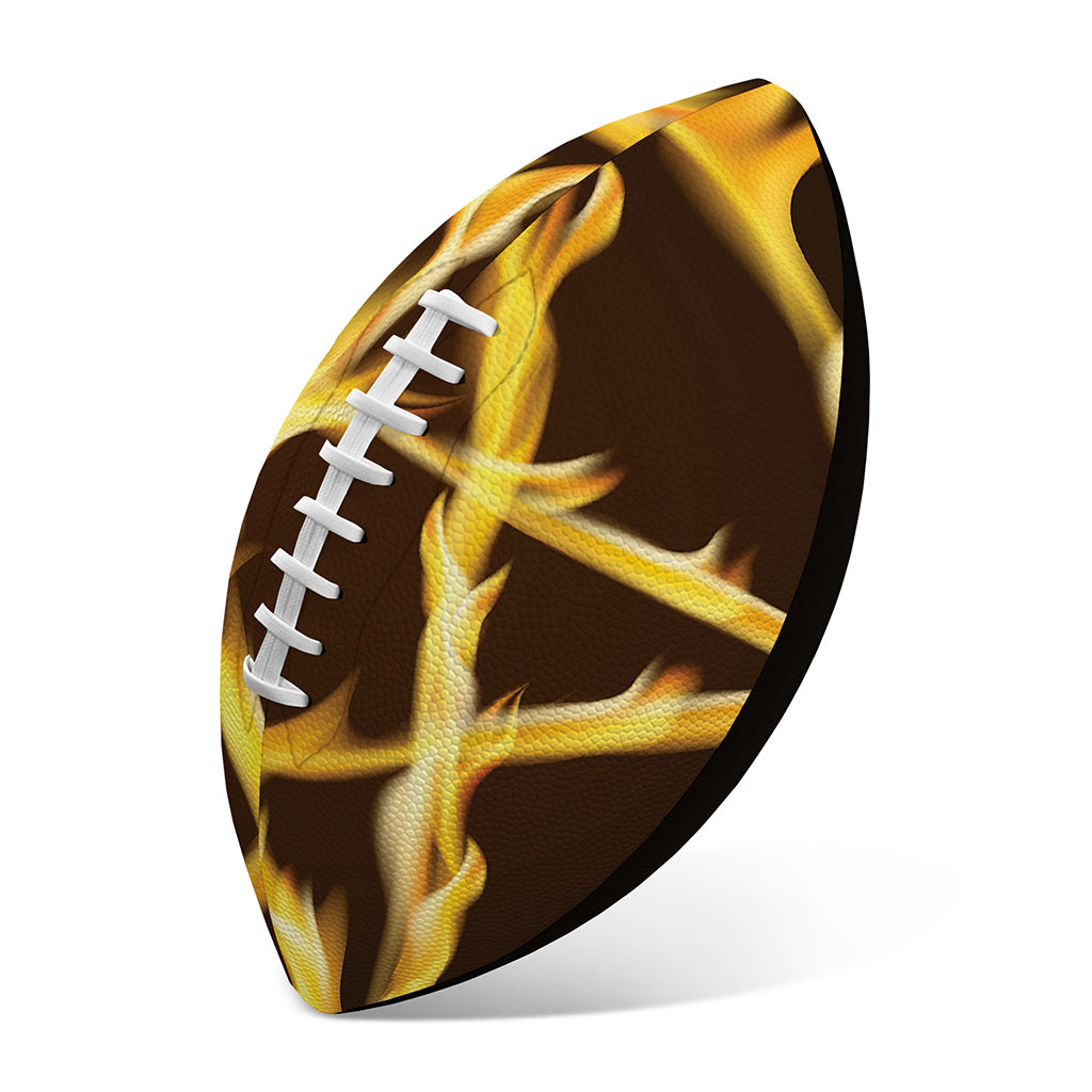 Flaming Pentagram Symbol Print Rugby Ball