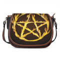 Flaming Pentagram Symbol Print Saddle Bag