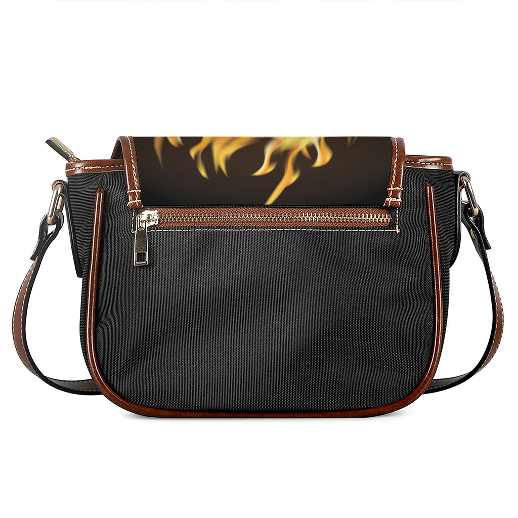 Flaming Pentagram Symbol Print Saddle Bag