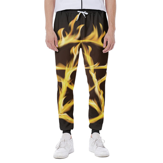 Flaming Pentagram Symbol Print Scuba Joggers