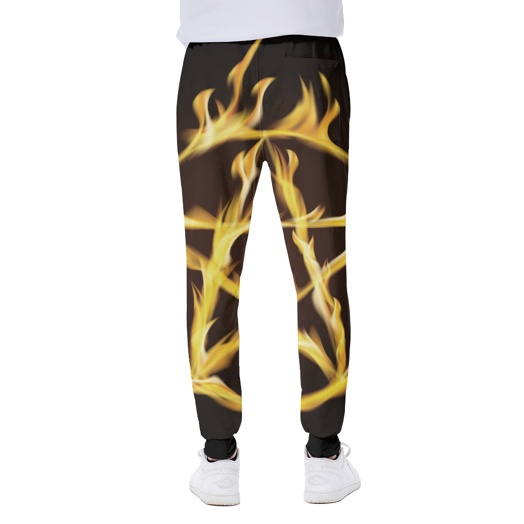 Flaming Pentagram Symbol Print Scuba Joggers