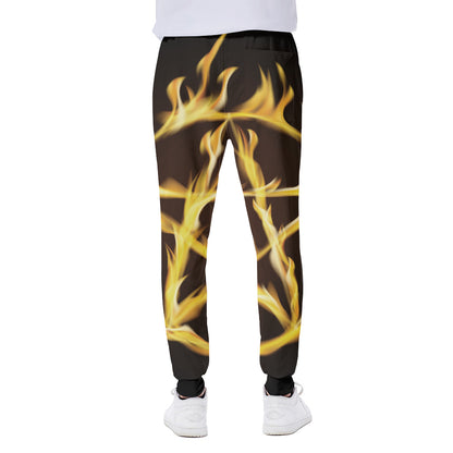 Flaming Pentagram Symbol Print Scuba Joggers