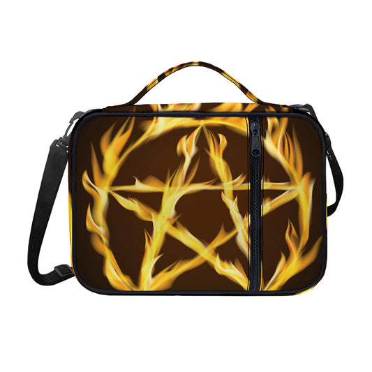 Flaming Pentagram Symbol Print Shoulder Strap Bible Bag
