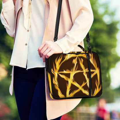 Flaming Pentagram Symbol Print Shoulder Strap Bible Bag