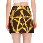 Flaming Pentagram Symbol Print Side Slit Mini Skirt