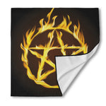 Flaming Pentagram Symbol Print Silk Bandana