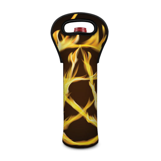 Flaming Pentagram Symbol Print Single Neoprene Wine Tote