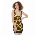 Flaming Pentagram Symbol Print Sleeveless Bodycon Dress