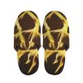 Flaming Pentagram Symbol Print Slippers