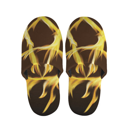 Flaming Pentagram Symbol Print Slippers