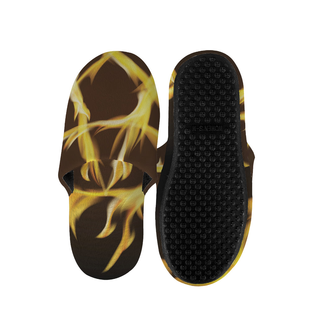 Flaming Pentagram Symbol Print Slippers