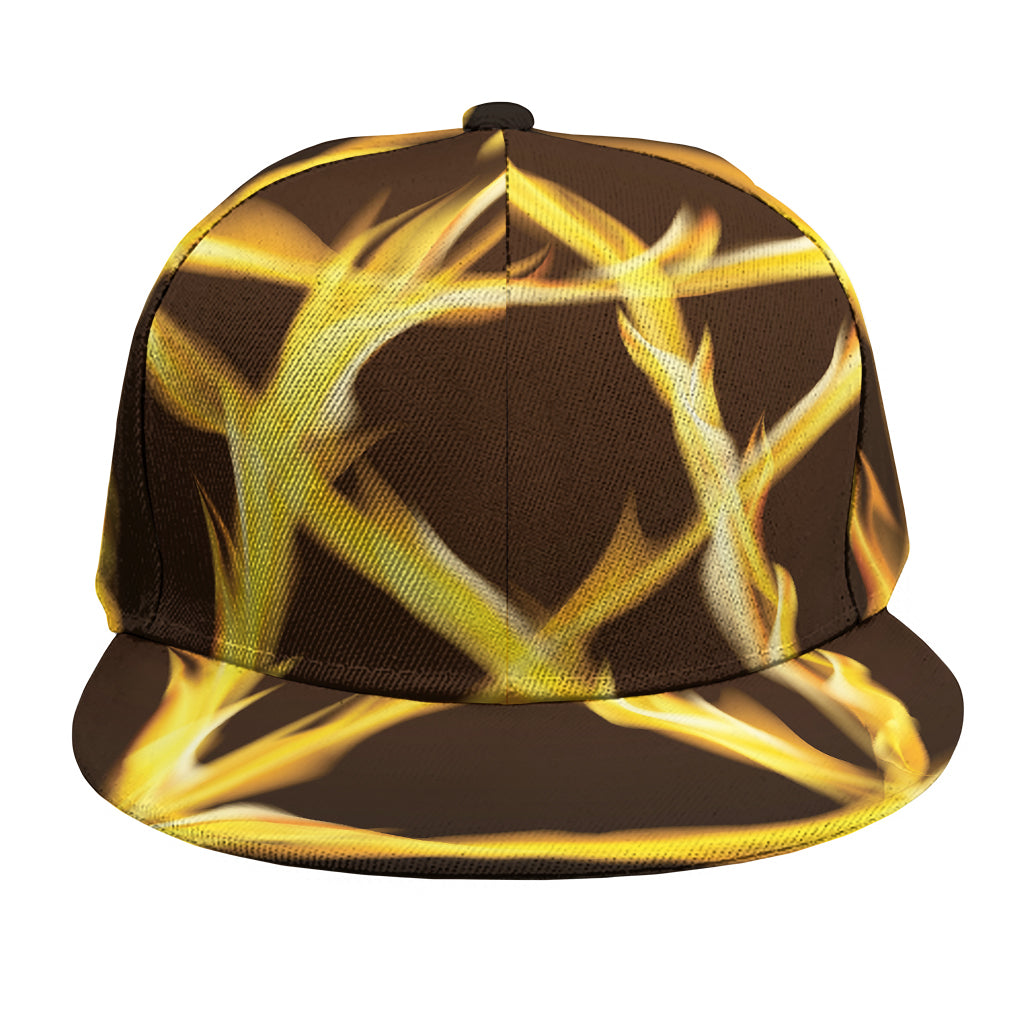 Flaming Pentagram Symbol Print Snapback Cap