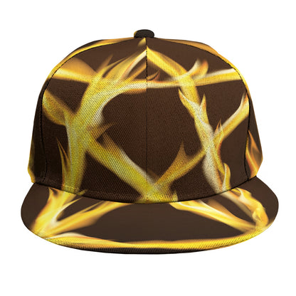 Flaming Pentagram Symbol Print Snapback Cap