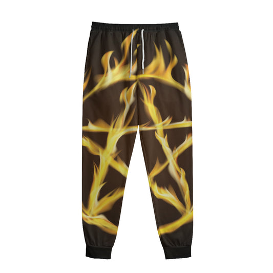 Flaming Pentagram Symbol Print Sweatpants