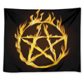 Flaming Pentagram Symbol Print Tapestry