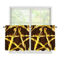 Flaming Pentagram Symbol Print Tier Curtains