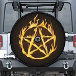 Flaming Pentagram Symbol Print Tire Cover With Camera Hole