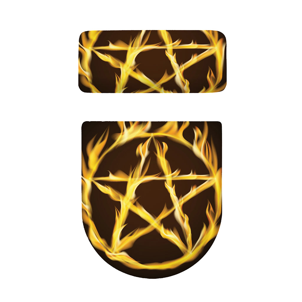 Flaming Pentagram Symbol Print Toilet Lid And Tank Cover Set
