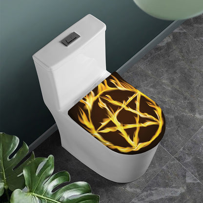 Flaming Pentagram Symbol Print Toilet Lid Cover