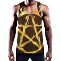Flaming Pentagram Symbol Print Men's Workout Tank Top