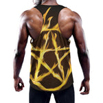 Flaming Pentagram Symbol Print Training Tank Top