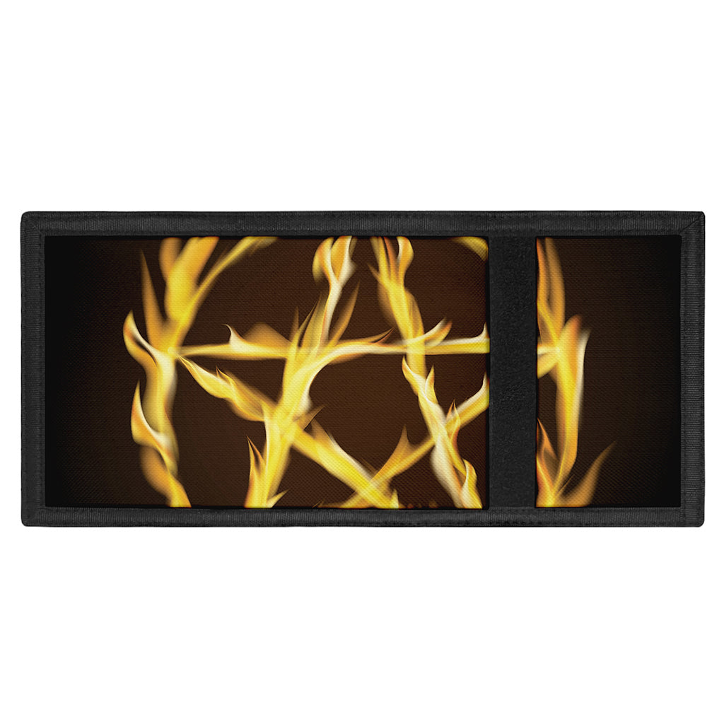 Flaming Pentagram Symbol Print Trifold Wallet