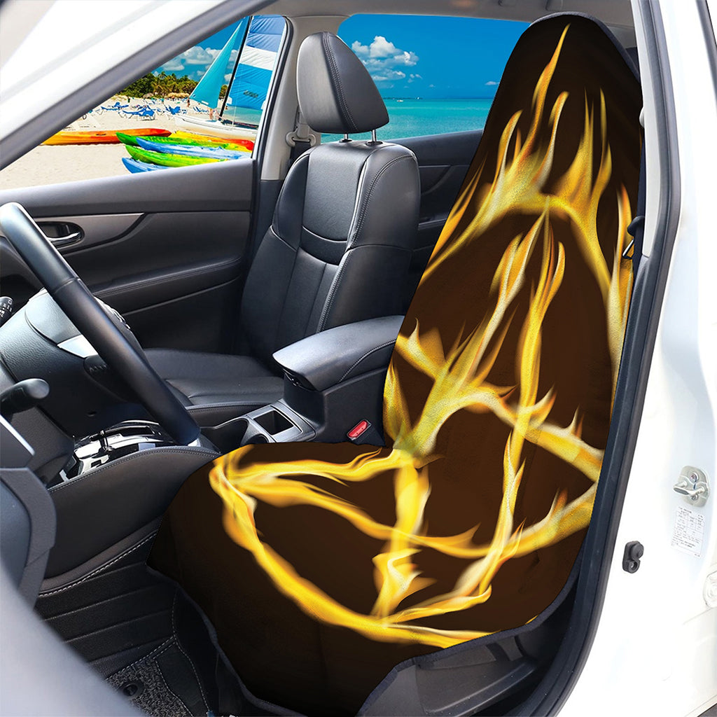 Flaming Pentagram Symbol Print Waterproof Car Seat Cover