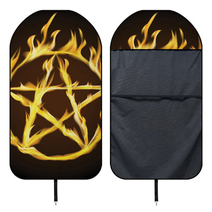 Flaming Pentagram Symbol Print Waterproof Car Seat Cover
