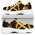 Flaming Pentagram Symbol Print White Chunky Shoes