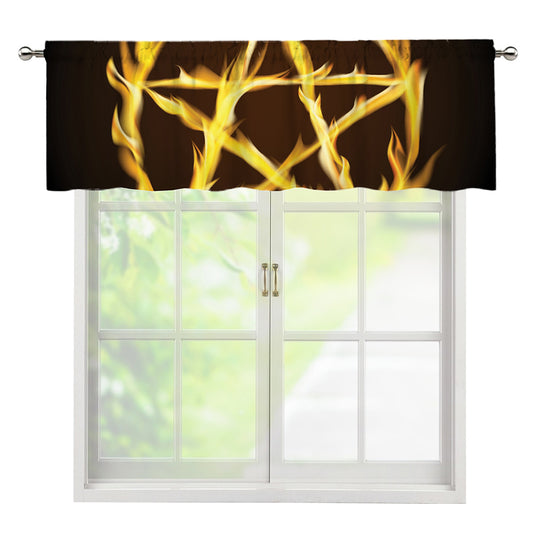 Flaming Pentagram Symbol Print Window Valance