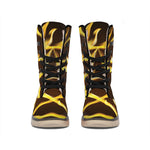 Flaming Pentagram Symbol Print Winter Boots