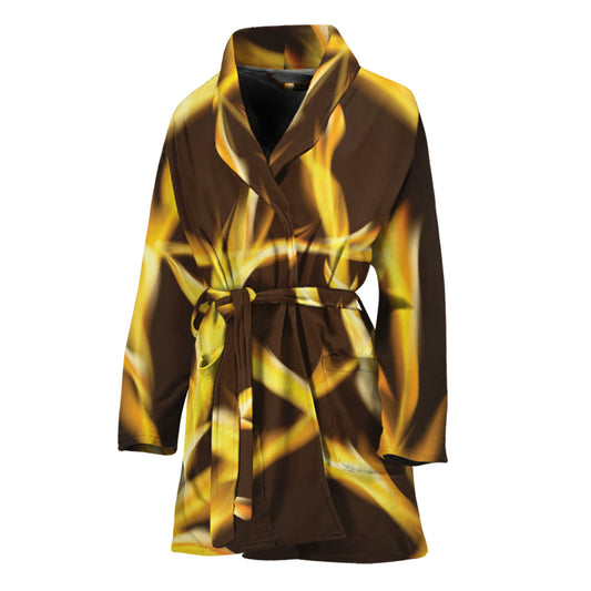 Flaming Pentagram Symbol Print Women's Bathrobe